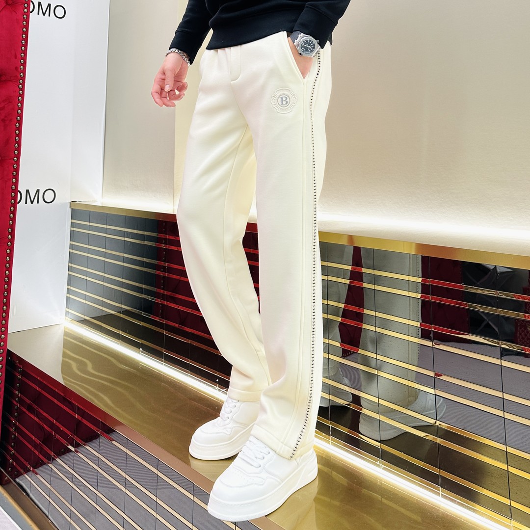 高品质2025秋冬新款休闲裤男欧货潮流百搭弹力宽松时尚织带直筒裤