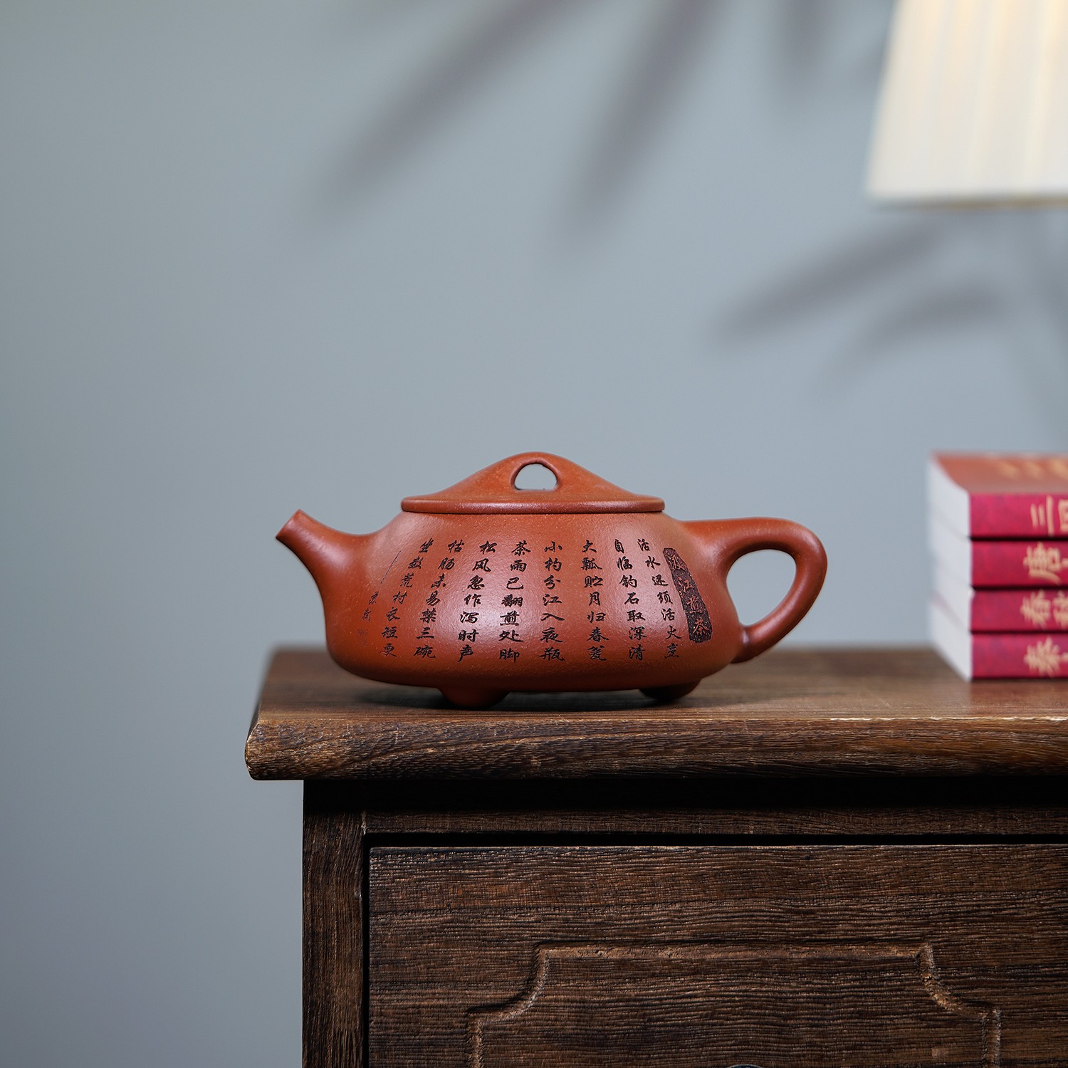 原矿无添加手工宜兴紫砂壶中高瓢老红泥泡茶壶