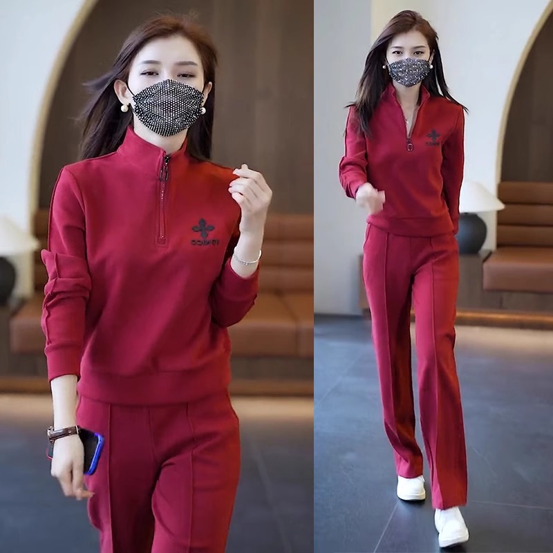 2026春秋季休闲运动服套装女新款时尚韩版宽松大码洋气长裤两件套