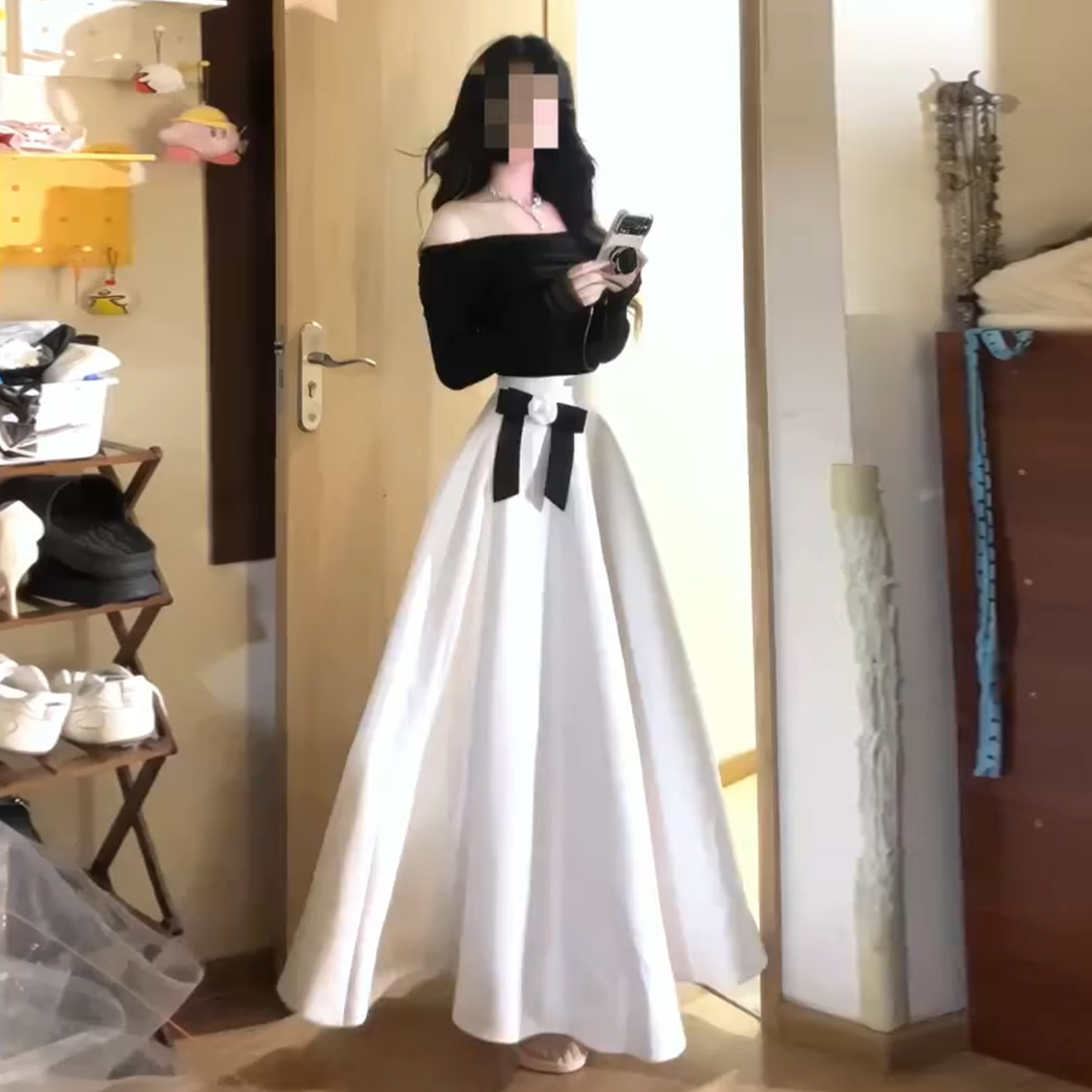 2026新款韩系氛围感穿搭一整套连衣裙子秋冬季高级感气质收腰长裙