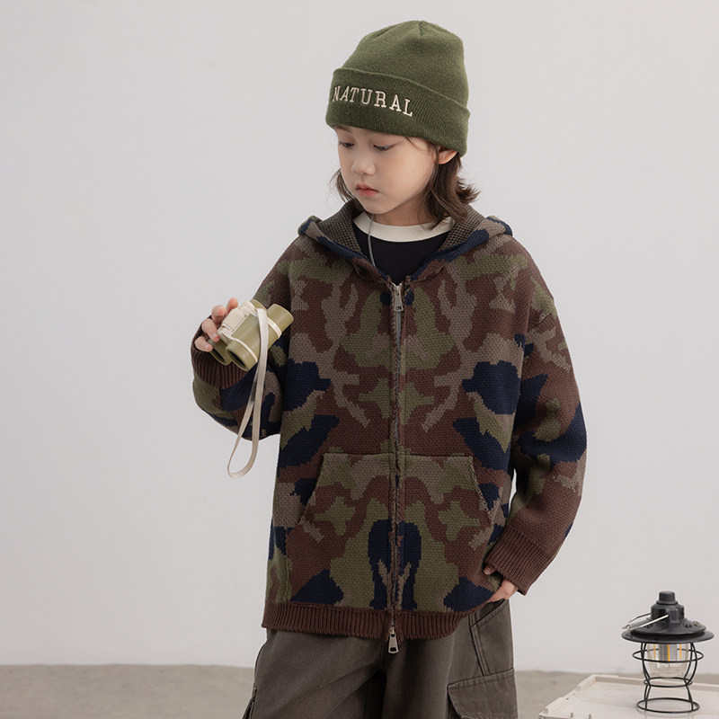 【2025秋冬款上新】男童开衫毛衣秋冬季中大儿童装冬季连帽针织外套