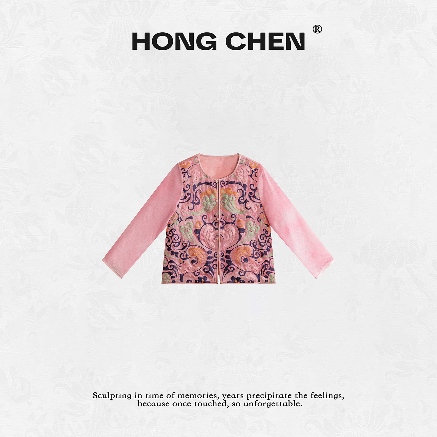 【虹辰】高端时尚桑蚕丝乘云刺绣气质百搭高级感欧根纱上衣--HC2366