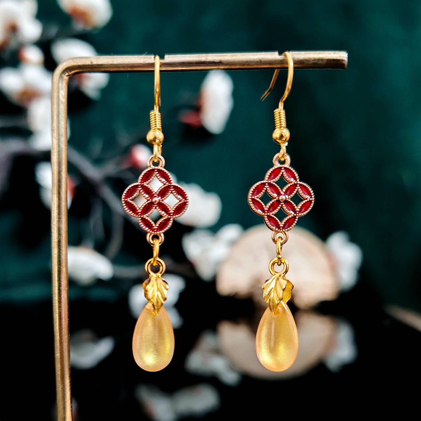 合金耳饰 多吉米绛结吉垂复古新中式原创耳环耳夹配汉服旗袍