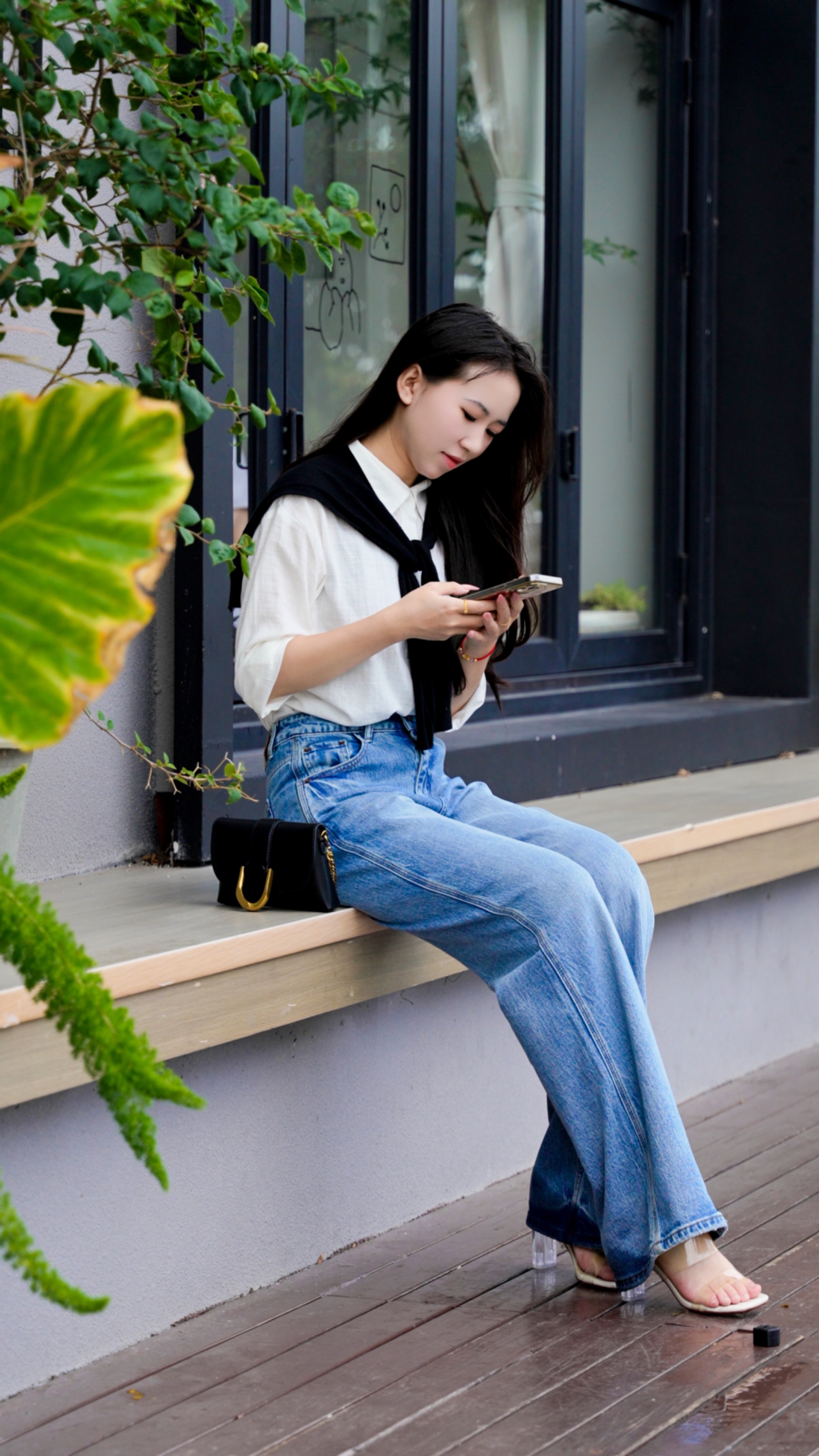 秋尚丨土耳其进口面料97棉直筒喇叭裤-高级水洗牛仔裤气质设计感