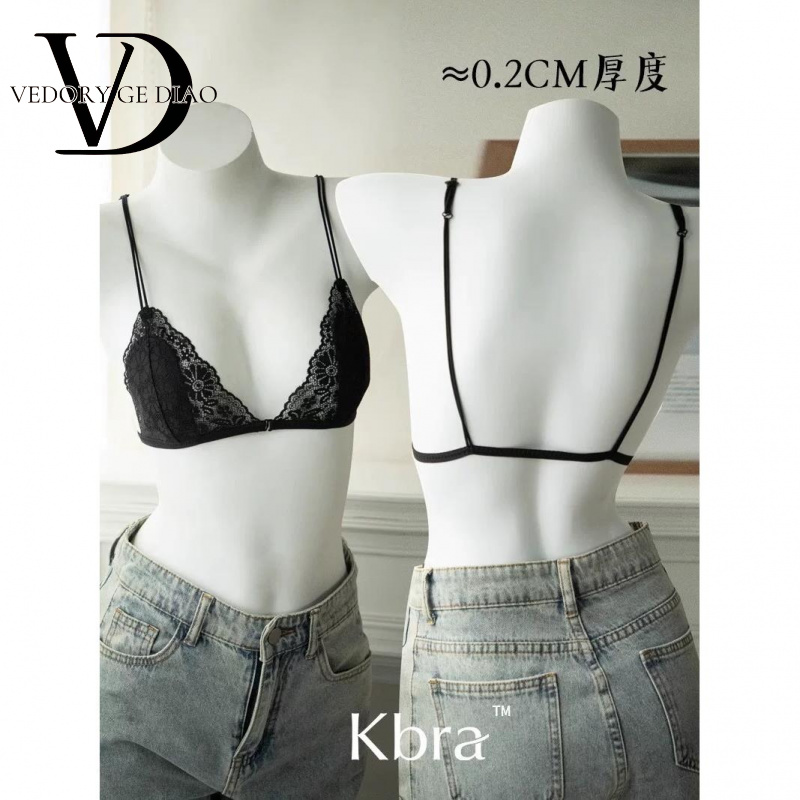 维多利亚Kbra法式前扣蕾丝三角杯内衣女无钢圈上托夏季超薄细肩带