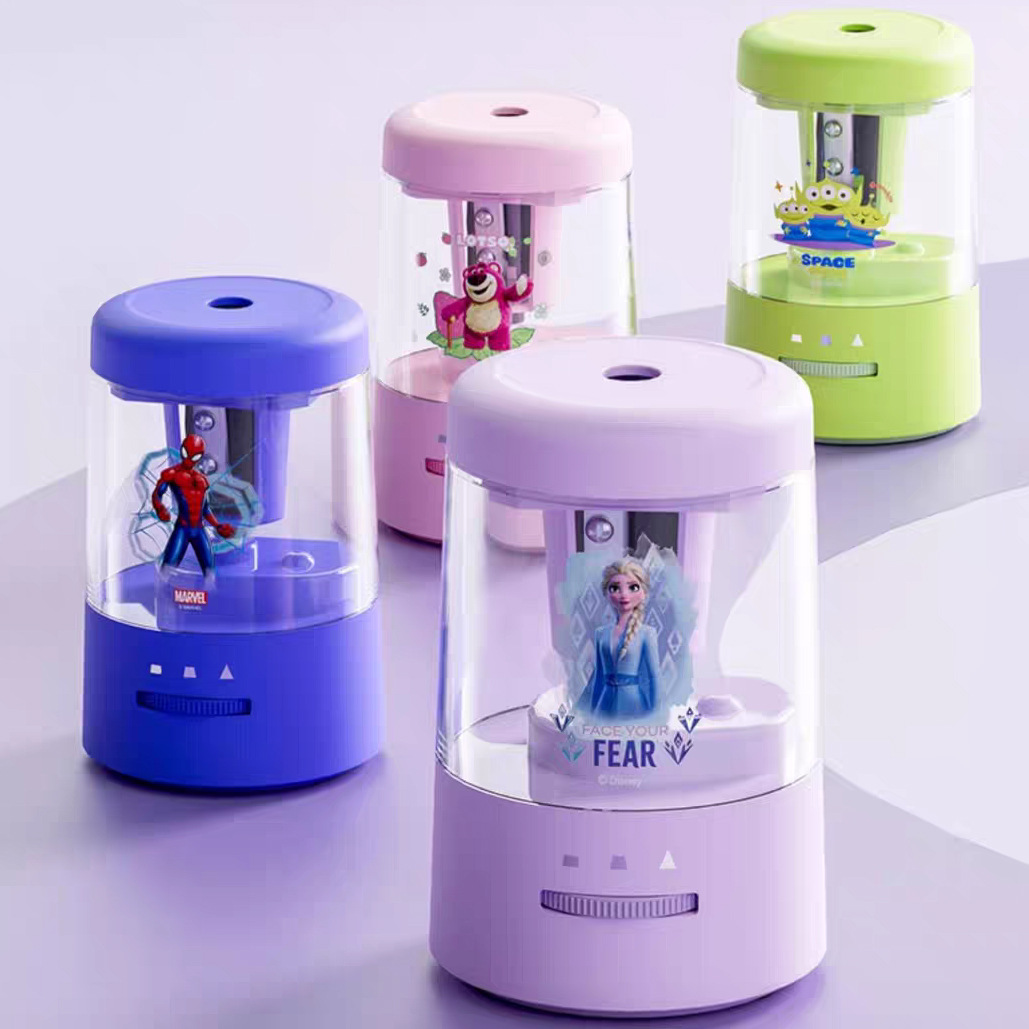 艾莎公主学生电动削笔机铅笔刨蜘蛛侠双可爱电动削笔器