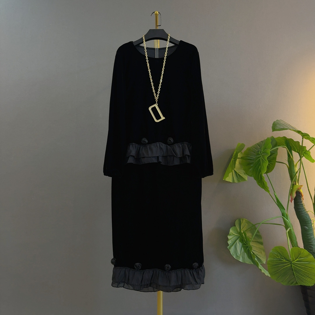 轻熟风慵懒风中国风时尚套装拼接气质裙子中长款大码遮肉赫本风