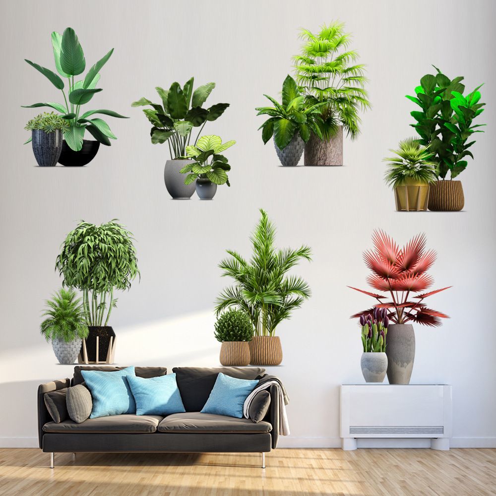 绿植墙上客厅拼贴清新藤条挂 坠装饰墙贴画风景pvc平面仿真花朵