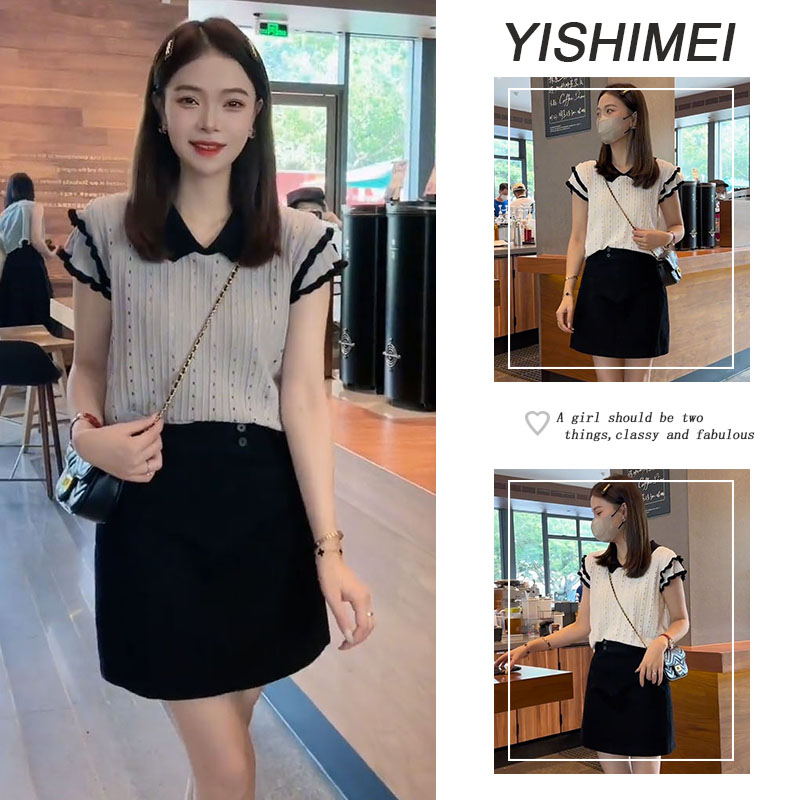 2025年夏季新款温柔风穿搭简约气质通勤上衣高腰休闲短裙