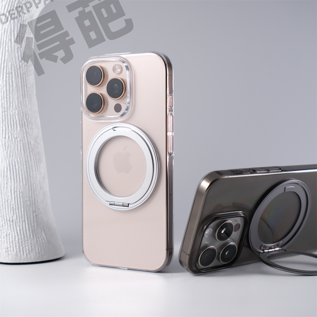 得葩旋转磁吸支架苹果17promax透明手机壳iphone16防摔保护15/14