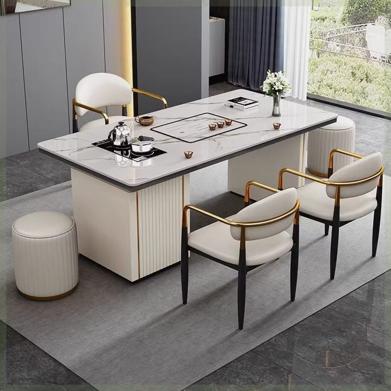 岩板茶桌一体一整套轻奢现代简约家用办公多功能茶台椅泡茶阳台桌