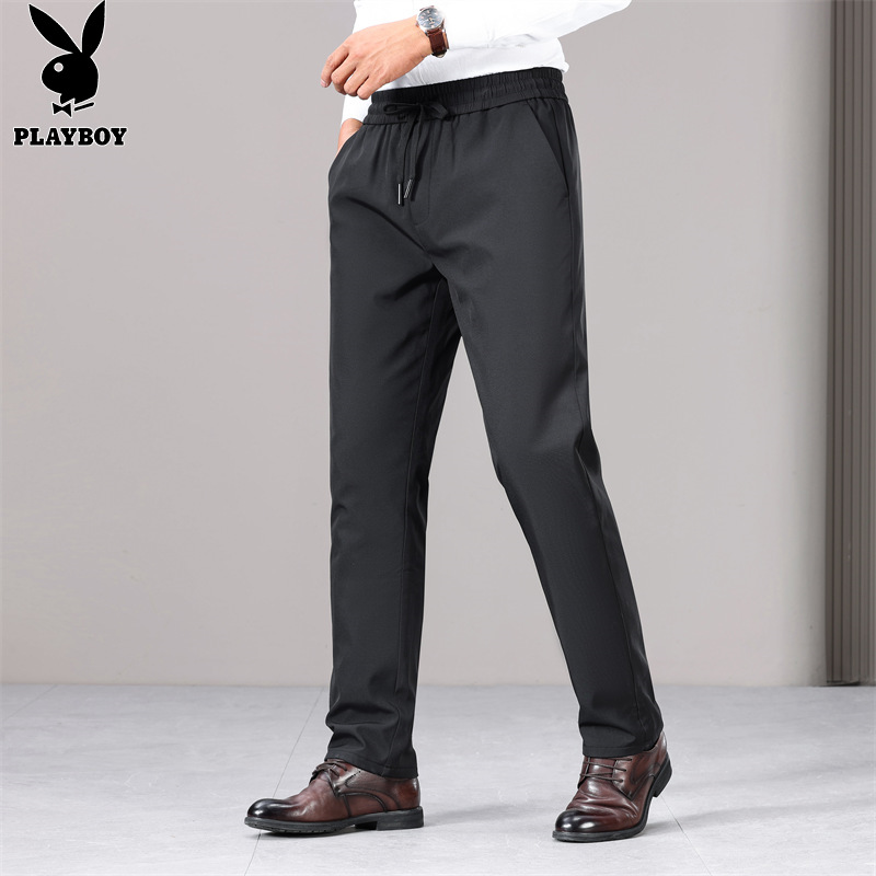 花花公子羽绒裤男士2025冬季新款外穿商务休闲棉裤加厚保暖裤子