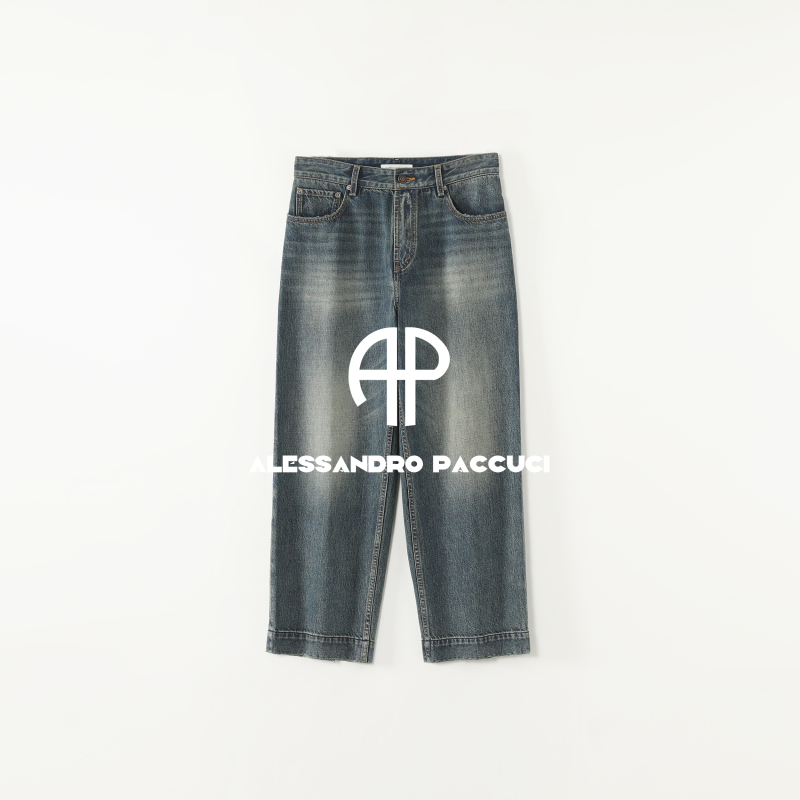 AP洛哥53082NK【牛仔纪事】高含棉磨破脚口时尚百搭休闲九分牛仔裤