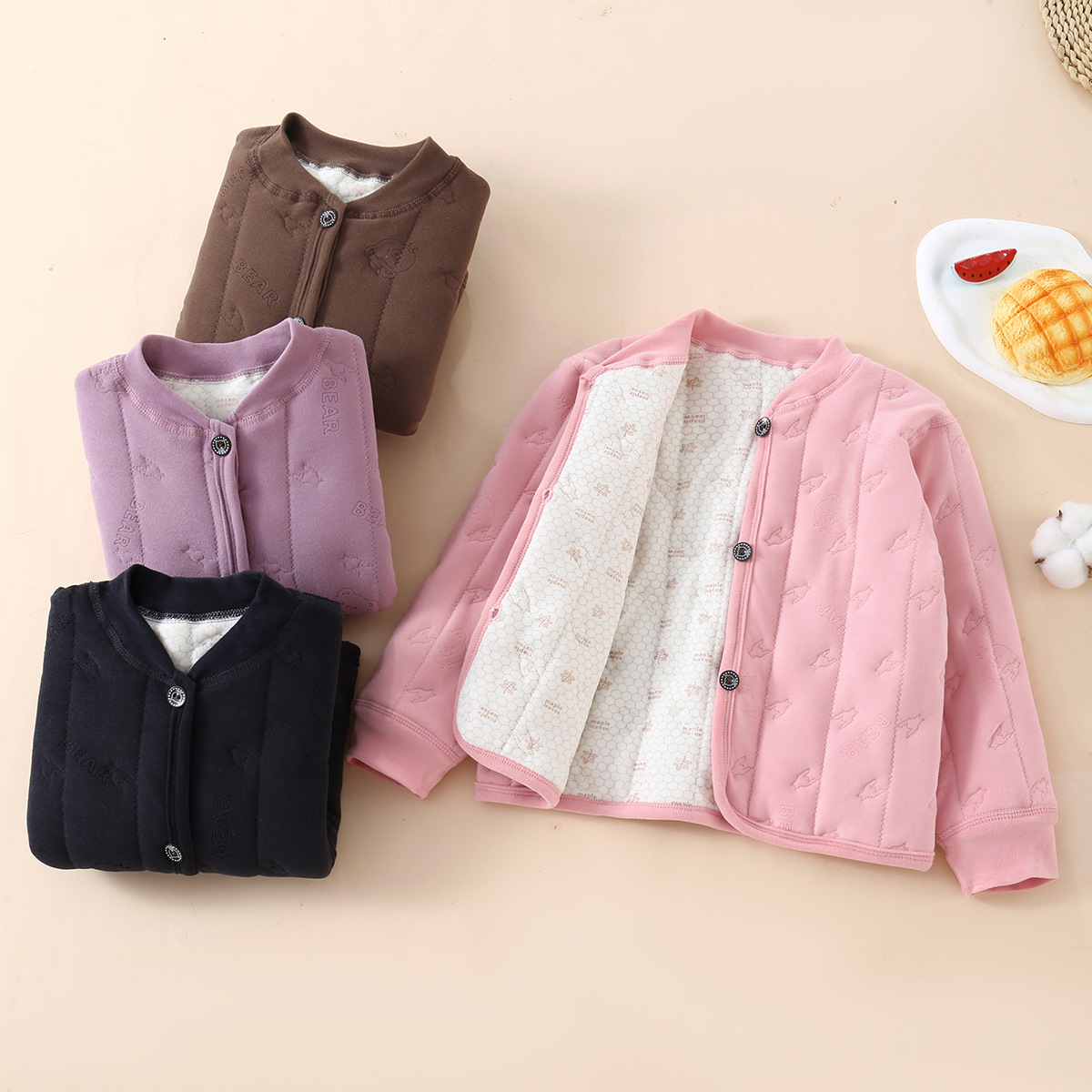 新款儿童校服内胆棉衣男女童冬装内穿棉服中大童三层加厚保暖棉袄