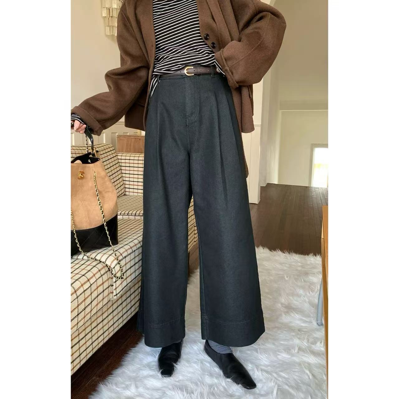 【现货秒发-NAZ微胖大码定制】棉涤高级感阔腿直筒休闲牛仔裤