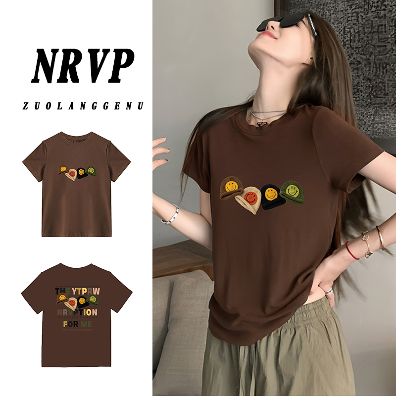 品质修身正肩短袖t恤女120-140斤微胖大码女装美式高弹力棉上衣潮