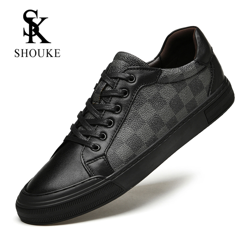 欧洲站轻奢手工新款男士男款商务格纹时尚百搭低帮板鞋男休闲鞋