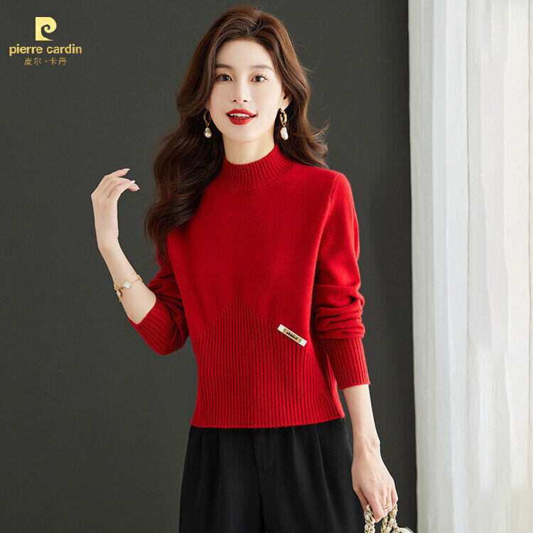 皮尔卡丹秋冬女款宽松毛衣洋气时尚慵懒风法式韩版爆款新款高级感