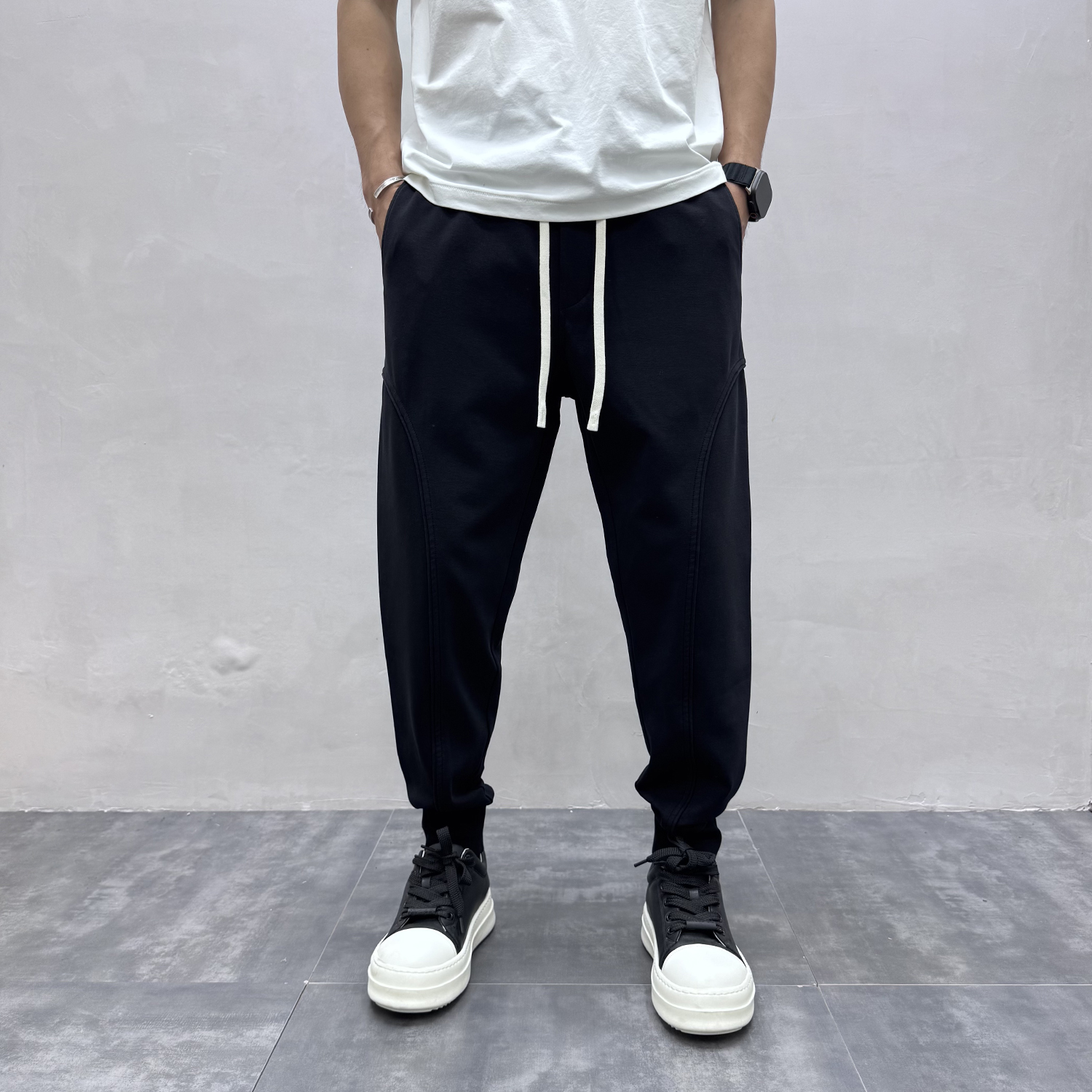 原创日系复古束脚休闲运动卫裤男秋冬加绒宽松小脚立体剪裁哈伦裤