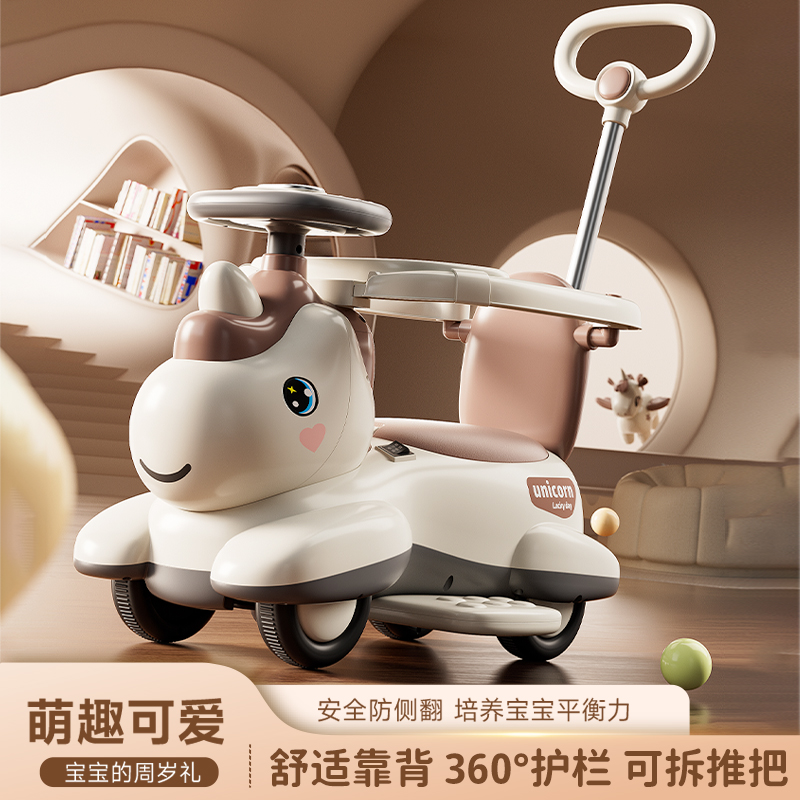 新款多功能儿童卡通手推车电动遥控推把1-3岁男女小孩电动车音乐
