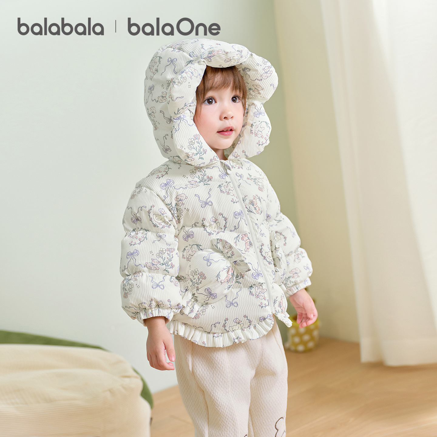 【balaOne】巴拉巴拉宝宝羽绒服女小童装2025新款厚外套保暖上衣冬