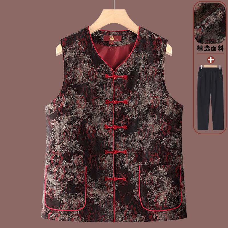 2025春秋新款老年女款休闲百搭国风盘扣背心中老年人妈妈装马甲女