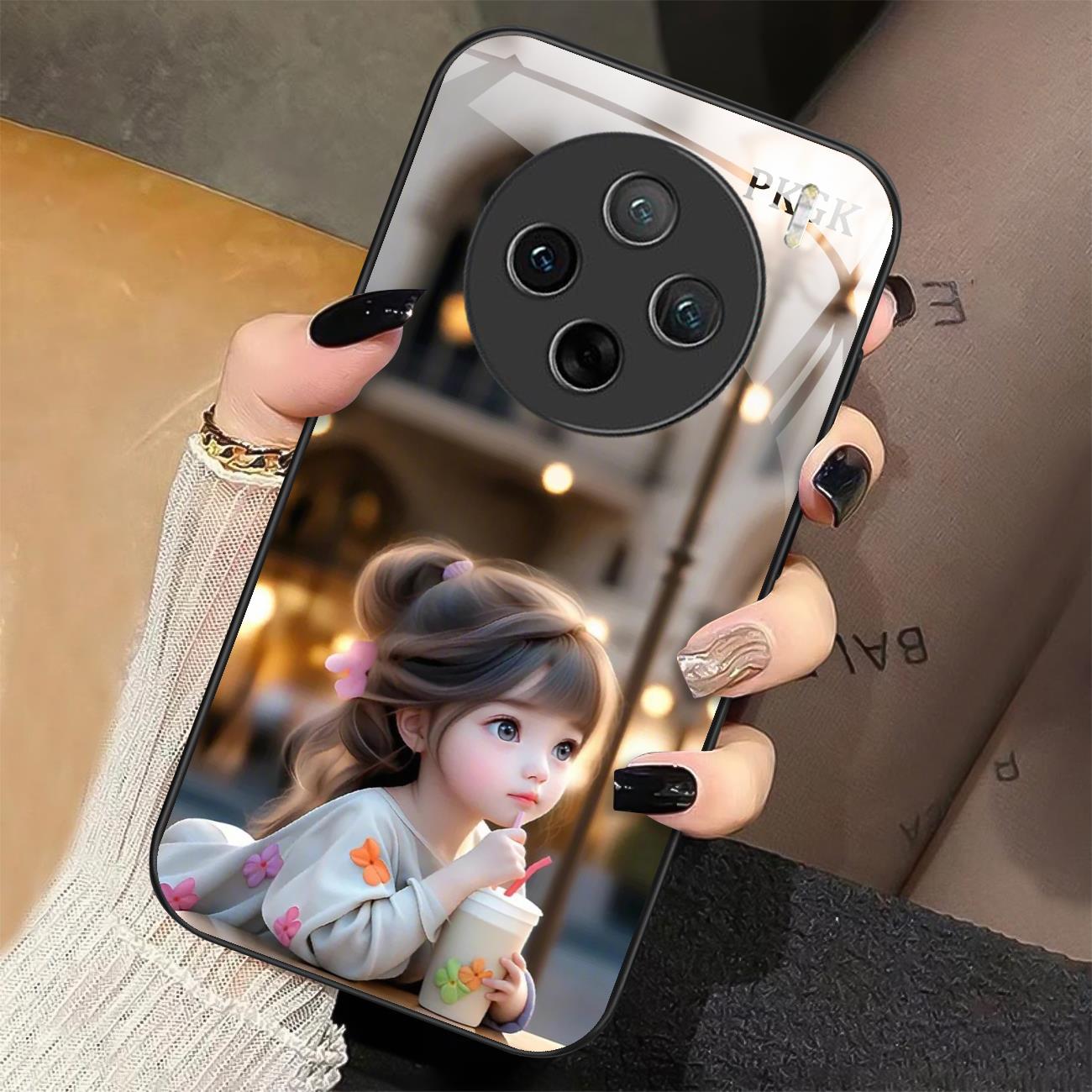 适用【vivo X100】发呆女孩液态玻璃手机壳 超薄防摔刮 时尚潮流