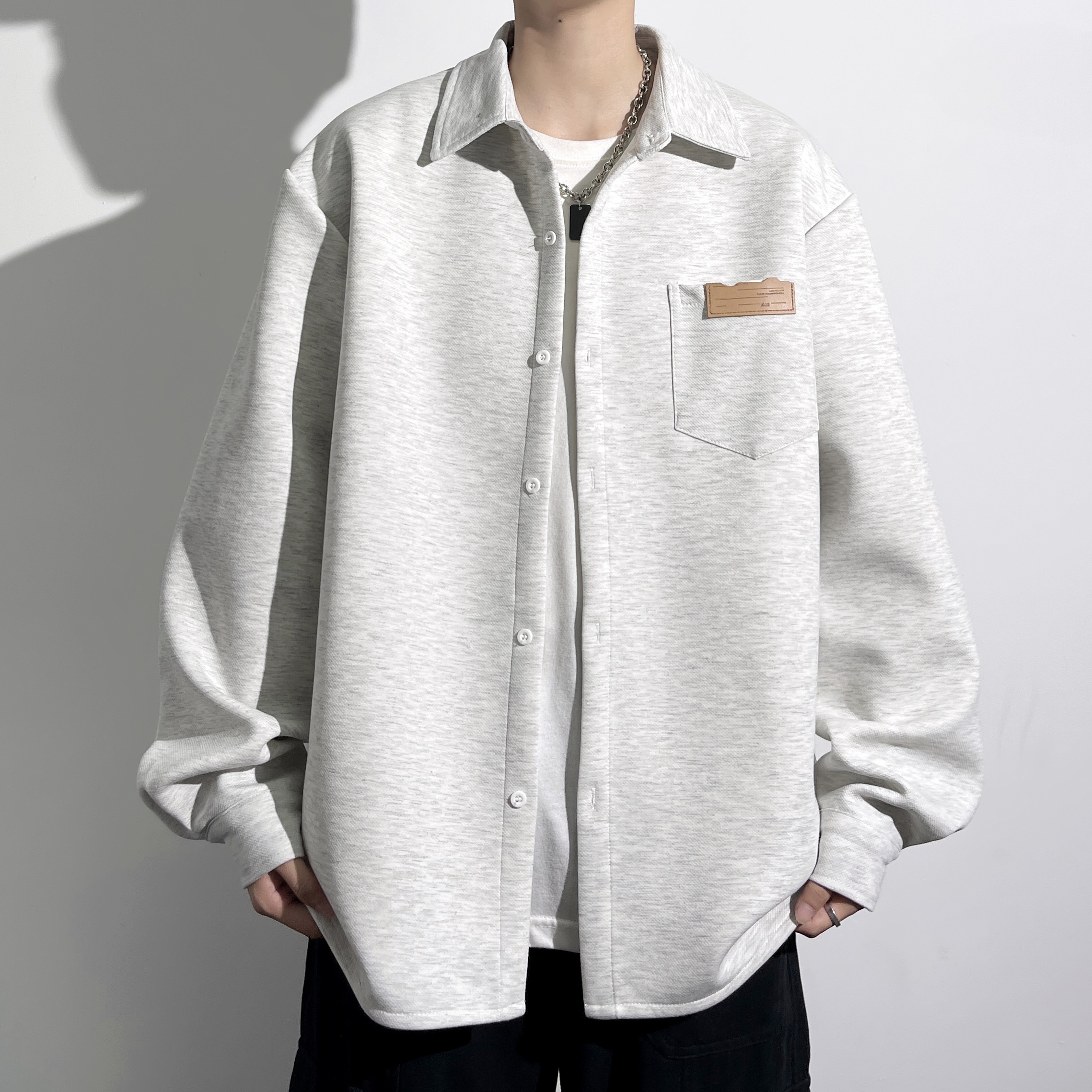 日系复古衬衫外套男秋季2025新款潮牌男士大码宽松设计感长袖衬衣