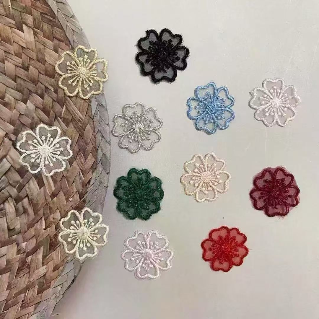 欧根纱蕾丝多色补小洞装饰百搭补丁衣服蚊帐装饰修补破洞刺绣花朵