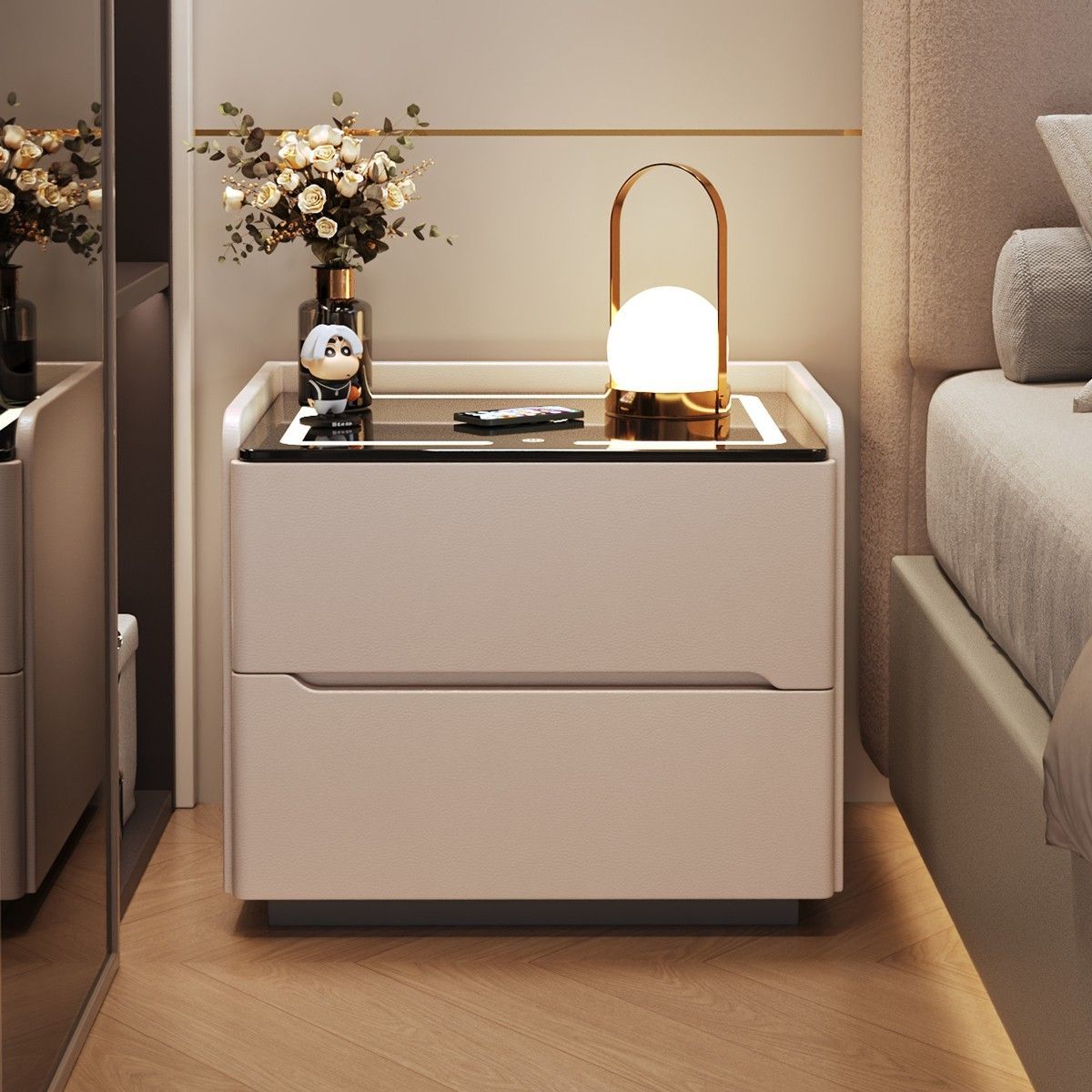 轻奢床头柜家用柜子置物简约极简储物柜皮质床头柜文件柜床头柜