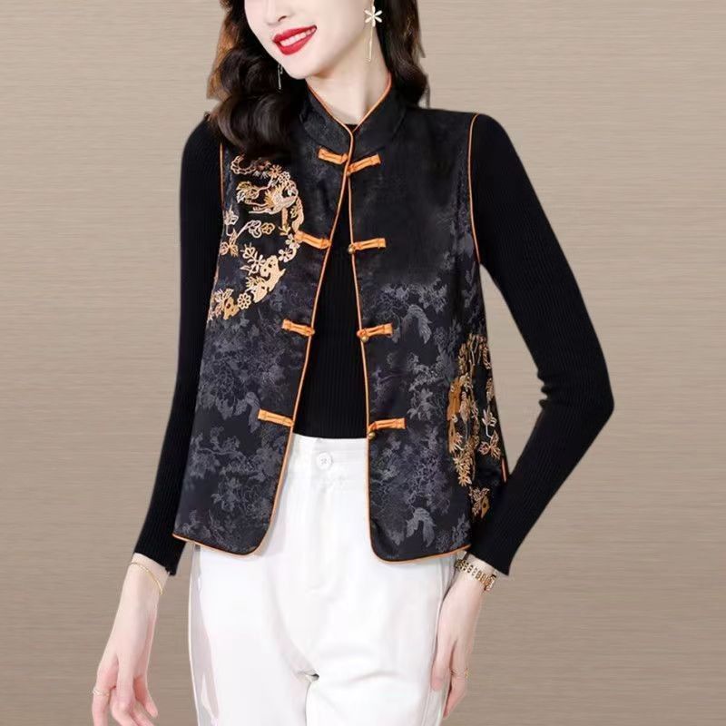 刺绣唐装马甲短款国潮复古百搭中国风爆款显瘦外套2025春装新款