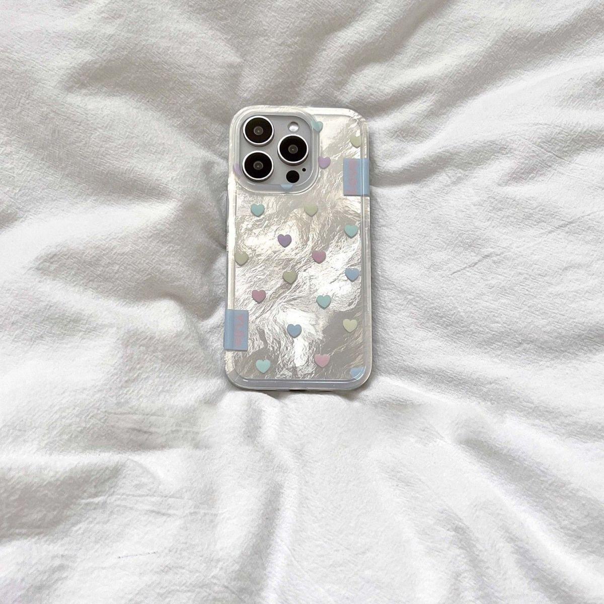 奥菲顿ins风满屏小爱心适用iPhone16/15pro冰川手机壳苹果13/12套