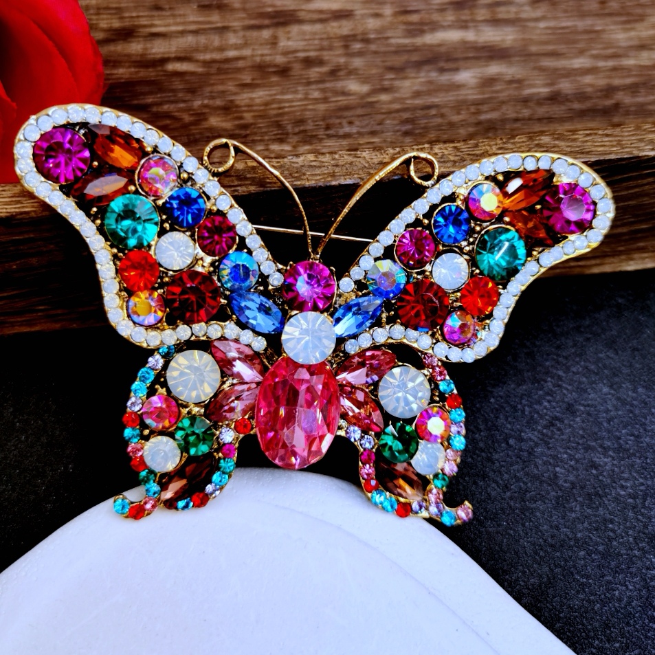 铜合金胸针 150 时尚大气款彩色蝴蝶胸针外贸版