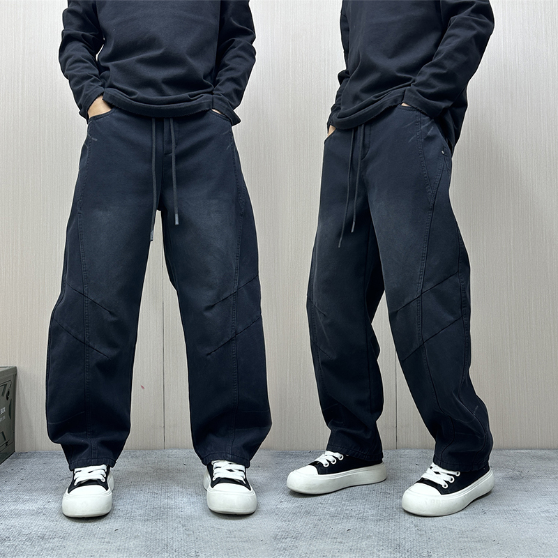 昊Studio冬季男士加绒水洗潮流做旧高街裤美式运动直筒百搭休闲裤