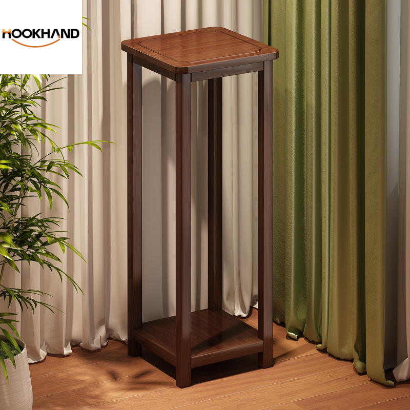 中式实木花架子客厅落地式新款室内多层放花的架子花架置物架