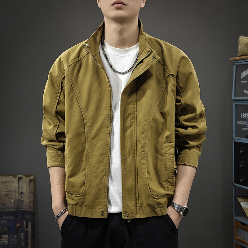 aoyu/遨宇2025春秋新款纯棉夹克男潮流户外工装美式复古休闲外套