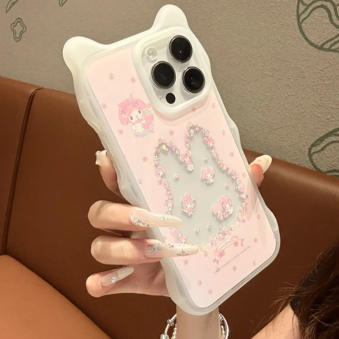 镂空碎花美乐蒂适用苹果16Pro手机壳iPhone15卡通14新款13透明12