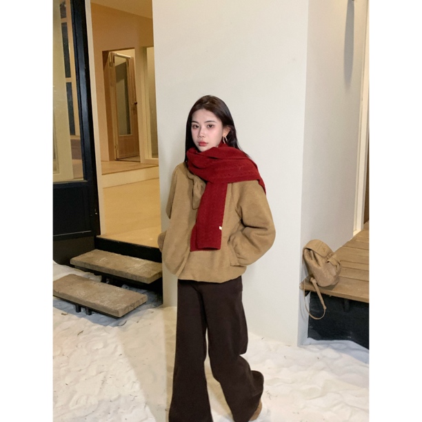 赵小小【雪绒丹麦 羽绒内里】9606 蝴蝶结花苞毛呢内胆厚羽绒服外套