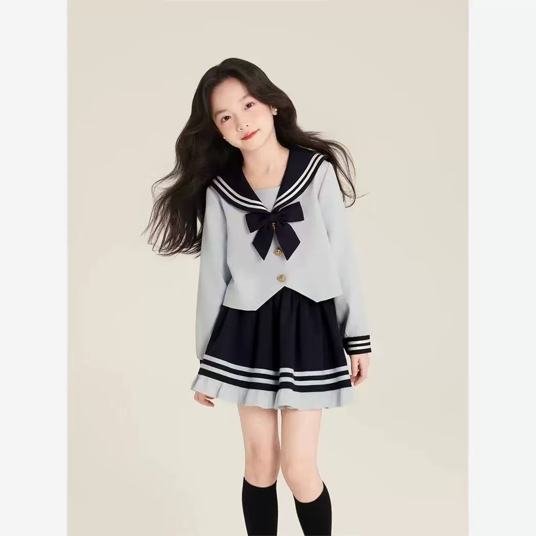 儿童女童学院风2025春秋新款淡颜系学院风气质甜美J K制服两件套