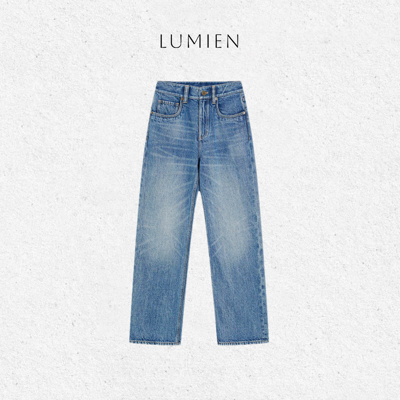 【LUMIEN】酵洗工艺宽松百搭直筒阔腿蓝牛仔裤女款LX5AKK043