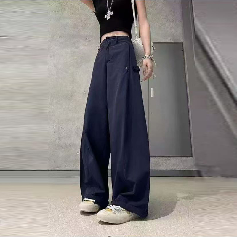 美式直筒休闲裤2025早秋新款柳丁设计感显瘦弯刀工装裤