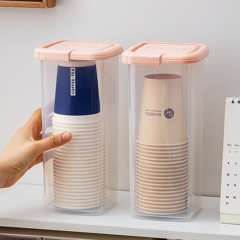 一次性杯子收纳盒取杯神器台面茶杯神器纸杯防尘置物架水杯纸杯架