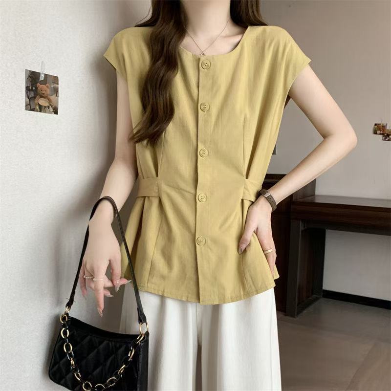 大码气质甜美风复古方领短袖衬衫女胖MM宽松显瘦遮肚薄款百搭夏季