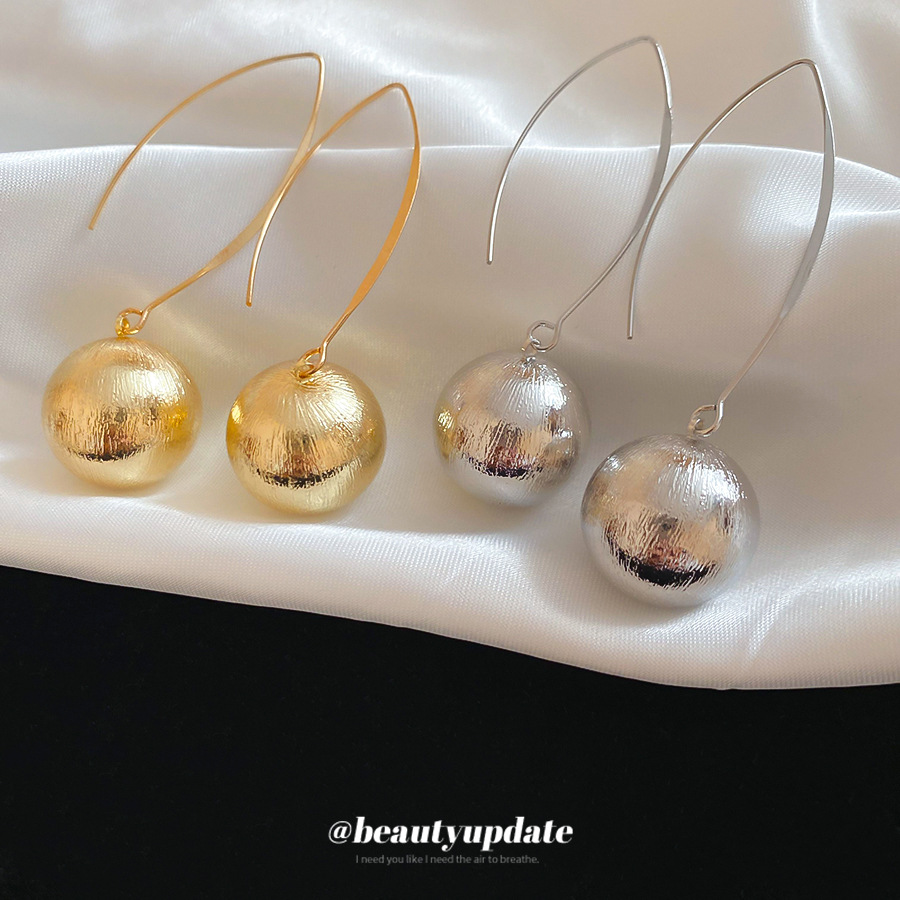 BY欧美金属感喷漆圆形纹路吊坠耳钩时尚简约耳环个性小众设计感耳