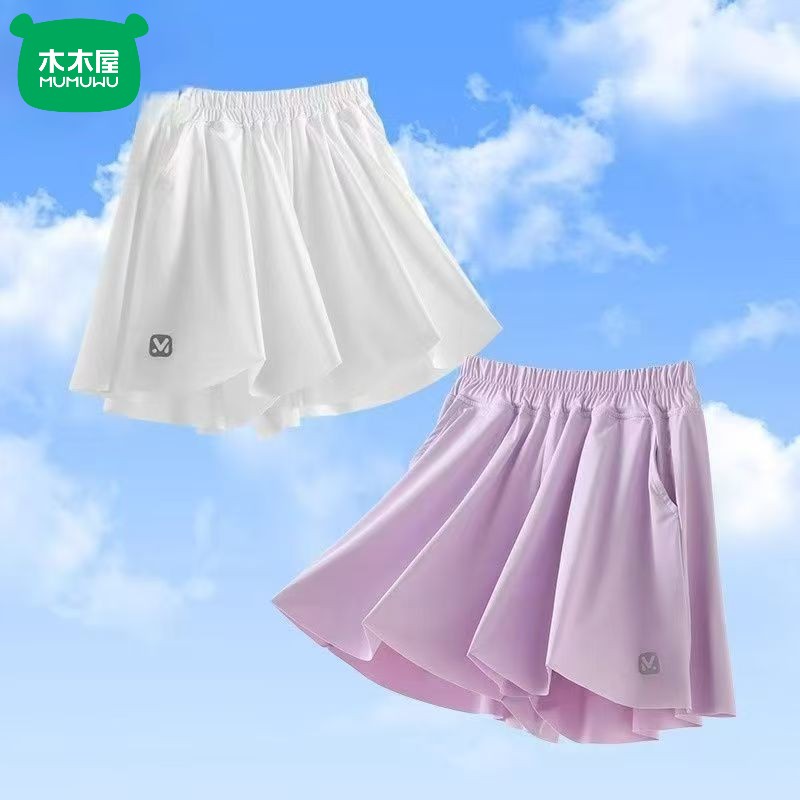 女童冰丝运动短裤外穿夏装裤裙夏季儿童速干宽松薄款学生裙裤大童