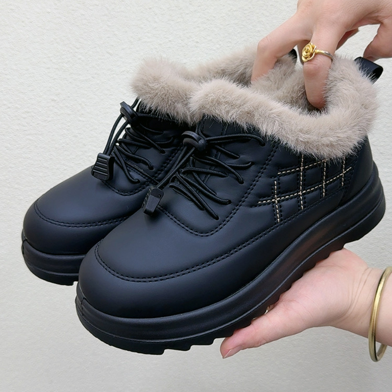 加绒雪地靴女冬季新款加厚防水老北京棉鞋时尚面包鞋保暖防滑棉靴