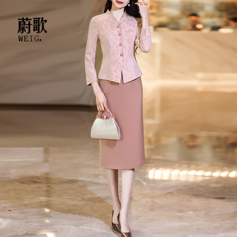 中国风假两件连衣裙2025春秋新款气质收腰显瘦喜妈妈婚宴礼服1886