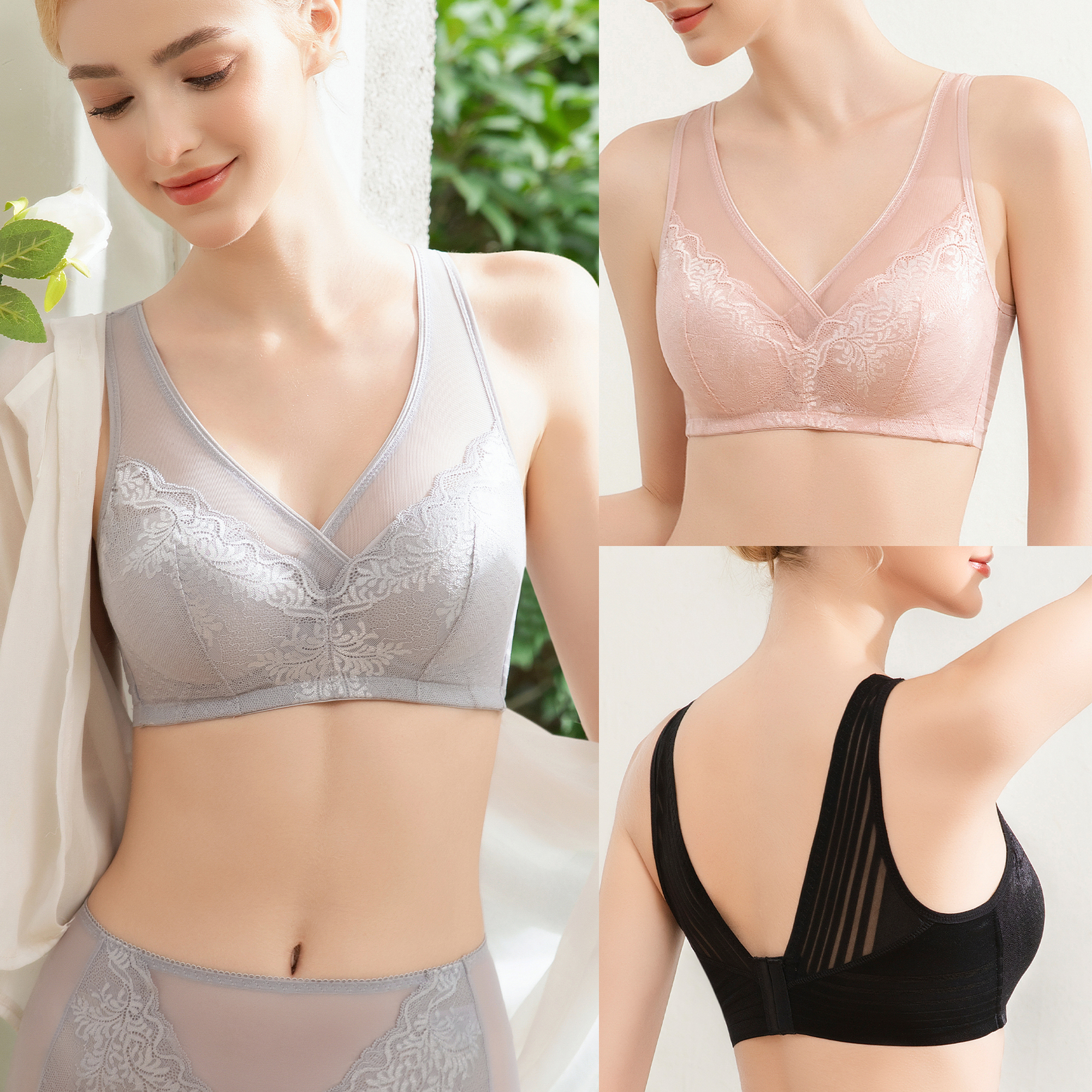 【外贸原单】国风麦浪刺绣文胸大胸显小无钢圈大胸显小0305