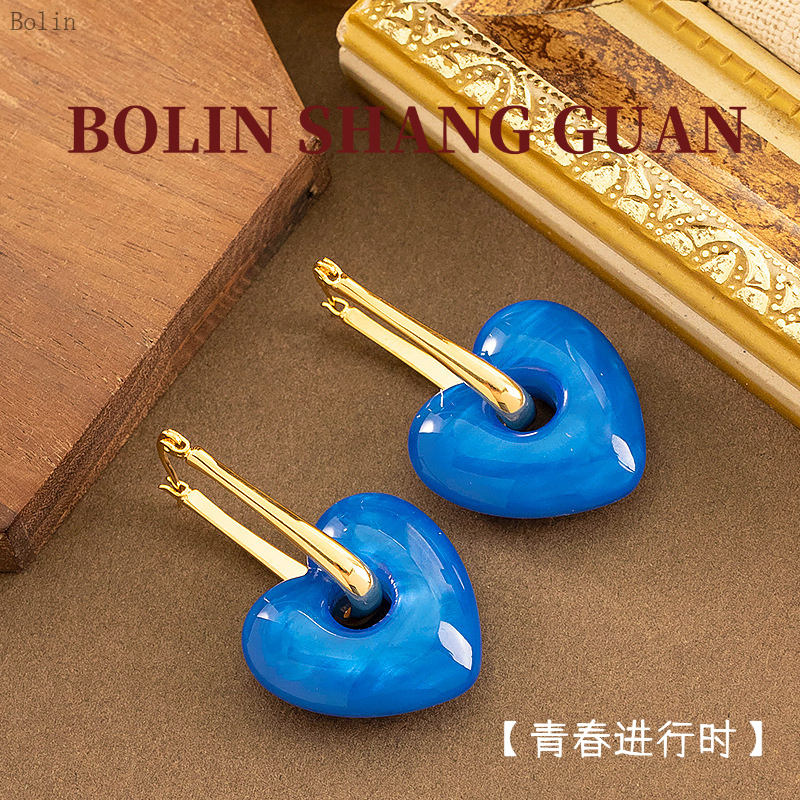 铜合金耳饰 鼎溢时尚电镀欧美时尚简约爱心耳环小众高级感女