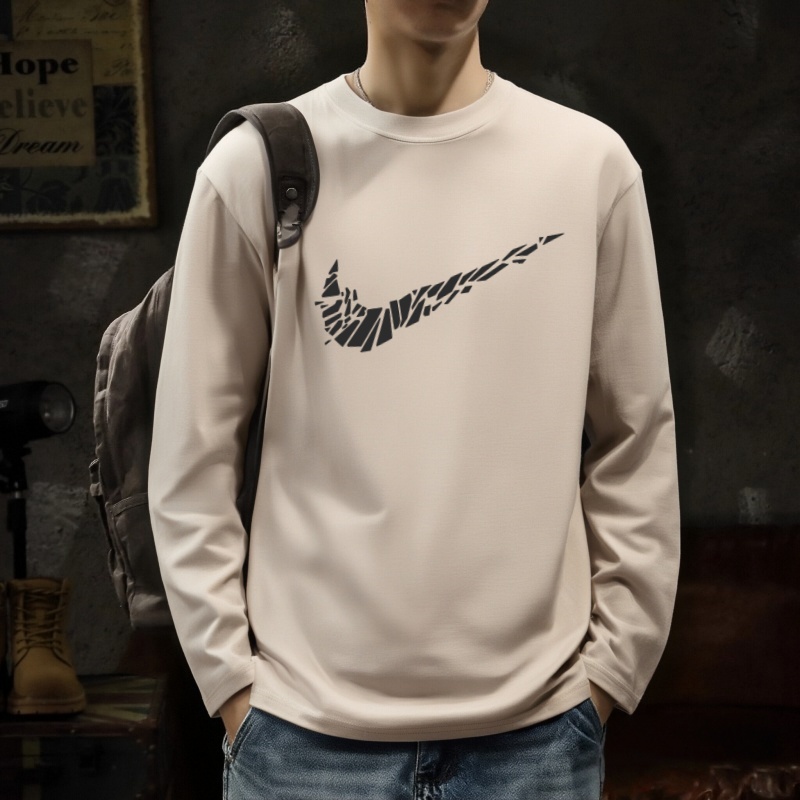 正品奥莱重磅纯色长袖t恤男女纯棉春秋季纯白黑宽松打底内搭男士